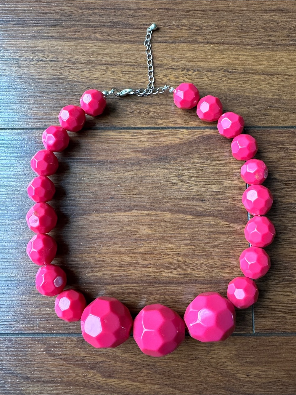 Bold Hot Pink Beaded Statement Necklace - Unbranded